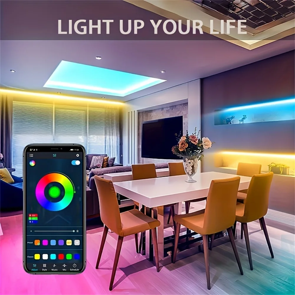 WIFI APP 5050 RGB LED Strip 24K Control con batteria e alimentatore US plug per la decorazione domestica e l'illuminazione ambientale