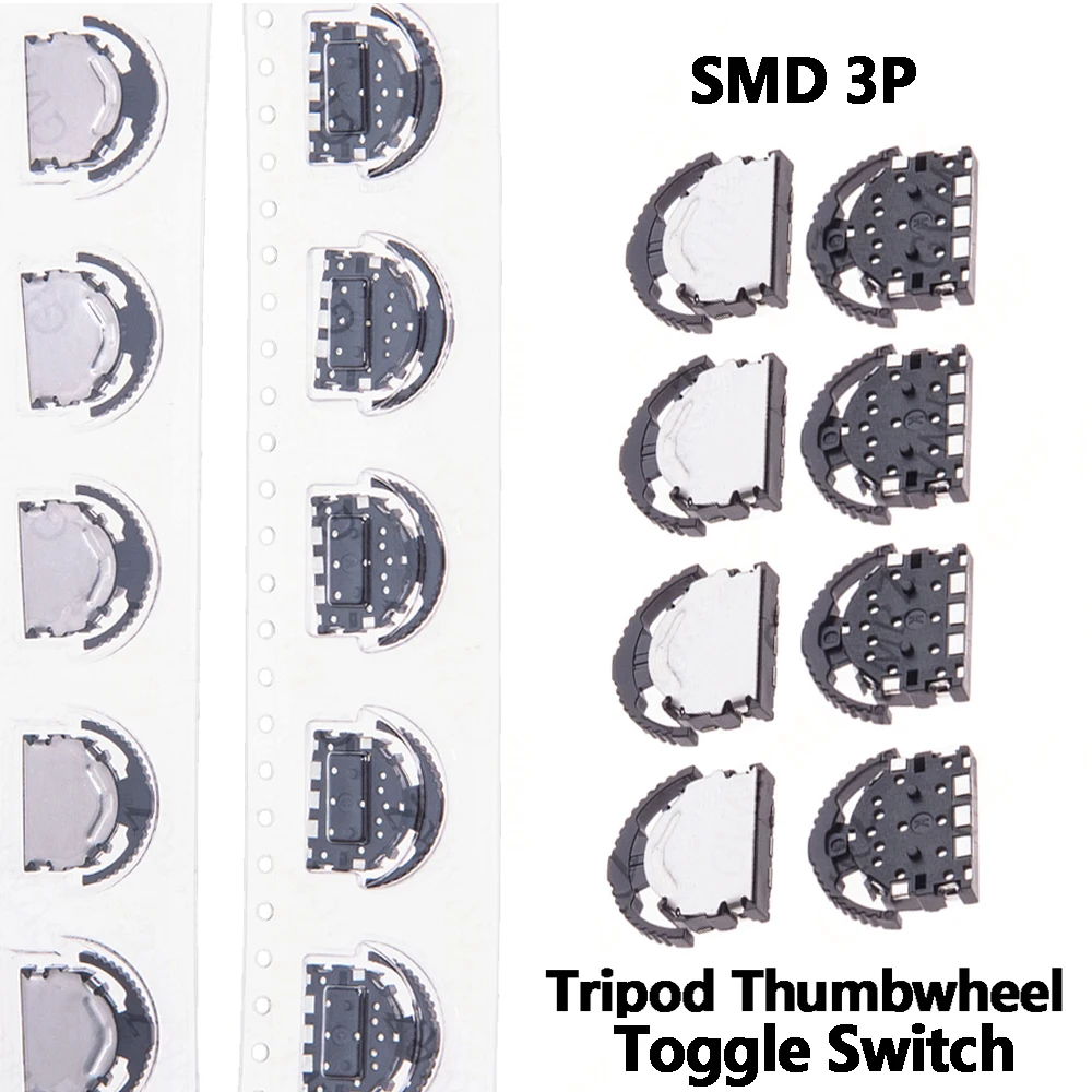 10PCS SMD 3-Pin Tripod Thumbwheel Toggle Switch for Phone MP3 MP4 3P Big Head 3P MP3