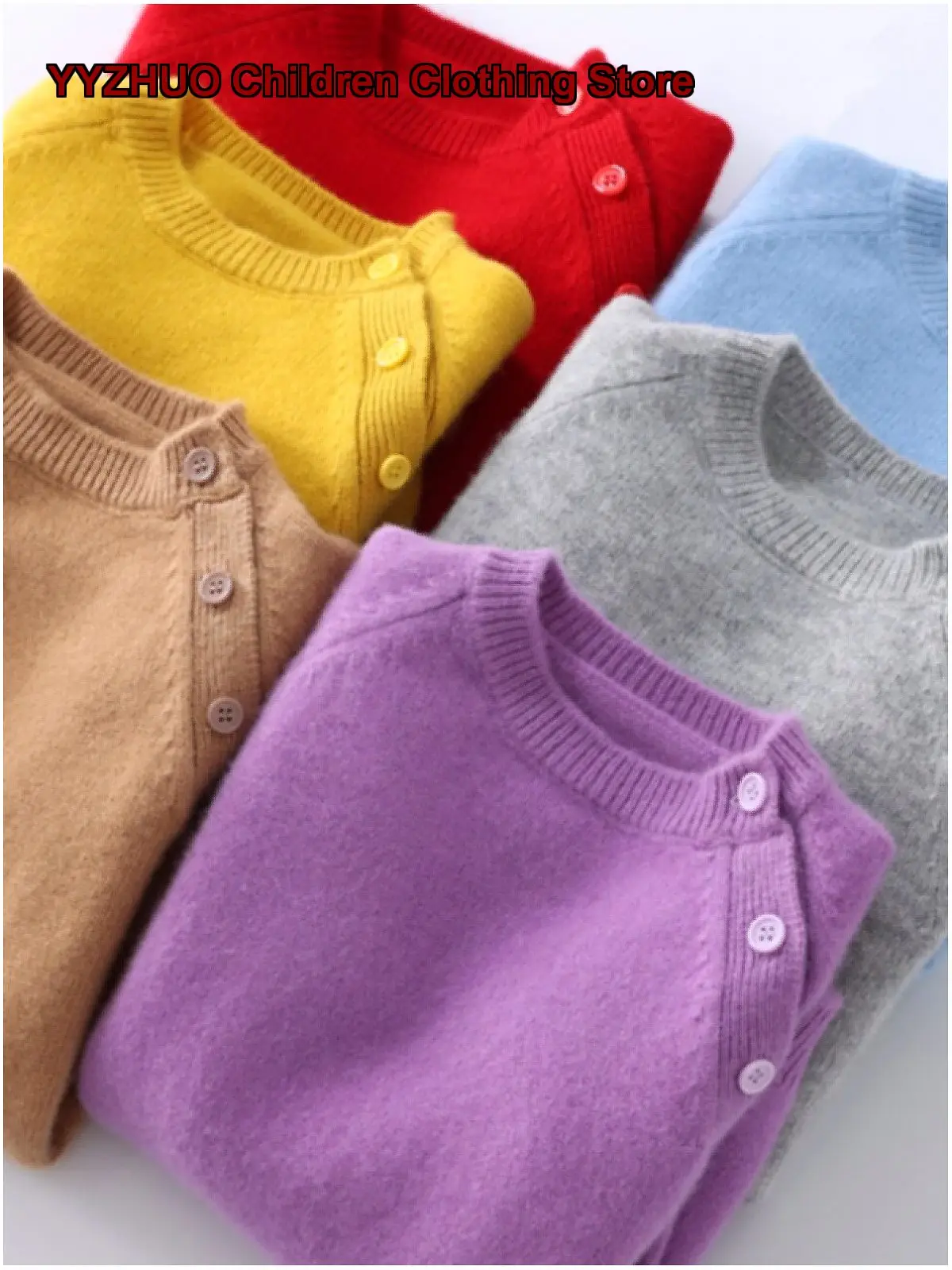 Kids Cashmere Top Infant Boys Girls Autumn Winter Knit Top Pure Color Thickened Warm Base Layer Top Button Front