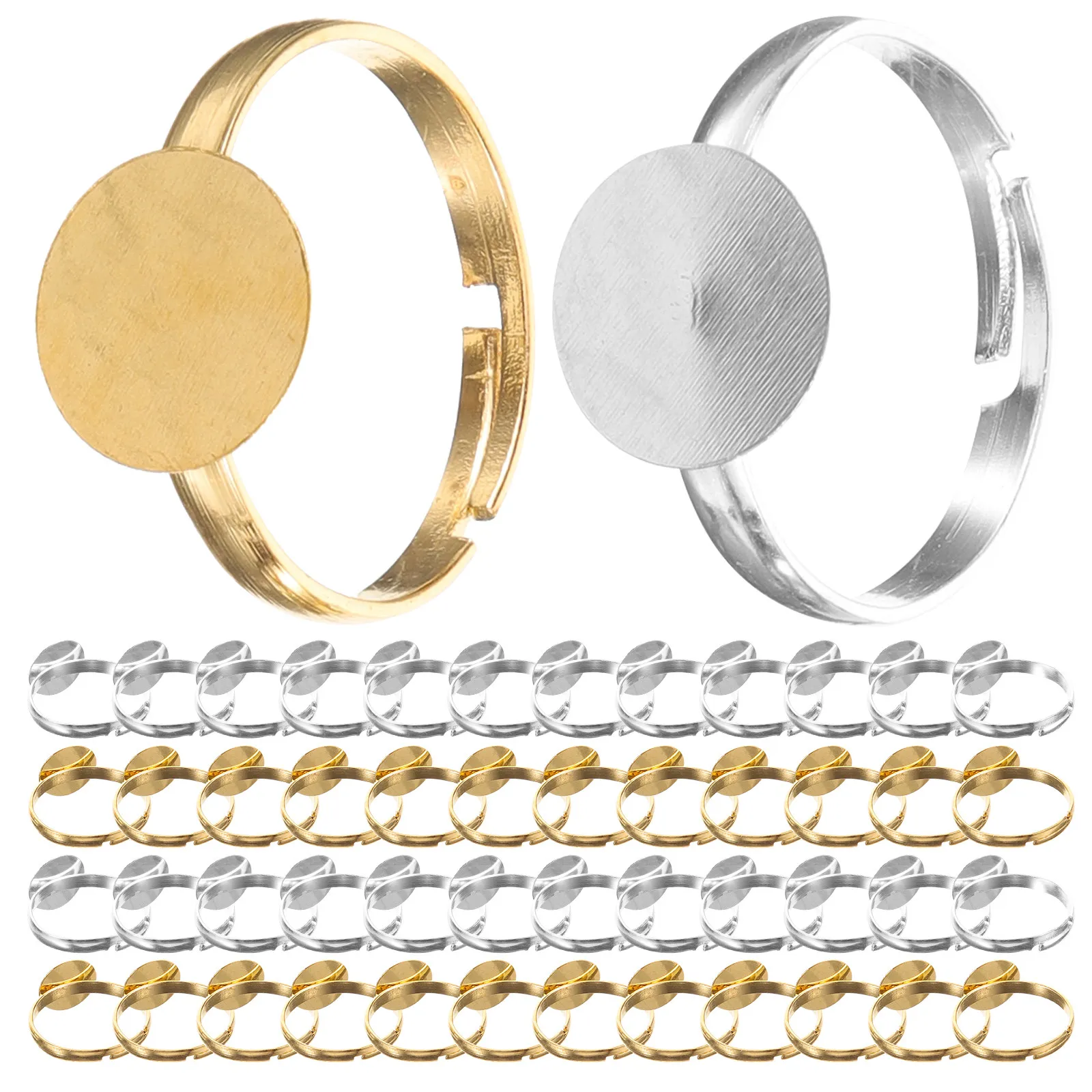 

40Pcs Adjustable Flat Ring Base Finger Rings Blank DIY Jewelry Findings Ring Making Accessories Craft Supplies