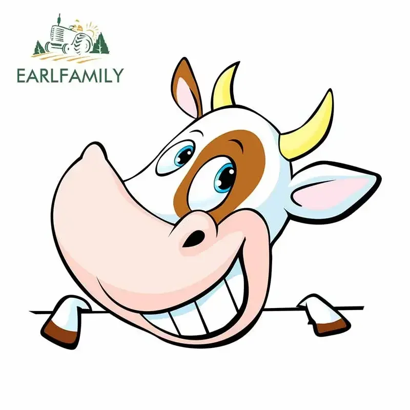 EARLFAMILY 13cm x 10.8cm for Cow Funny Car Stickers Vinyl Car Wrap Decal Anime Waterproof Graffiti Windshield For JDM SUV RV