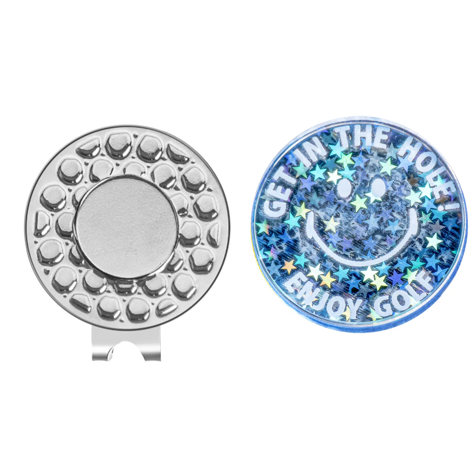 Acrylic Smiley Face Golf Ball Markers with Magnetic Hat Clips 1/3 Pack,Glitter Golf Markers for Women & Men