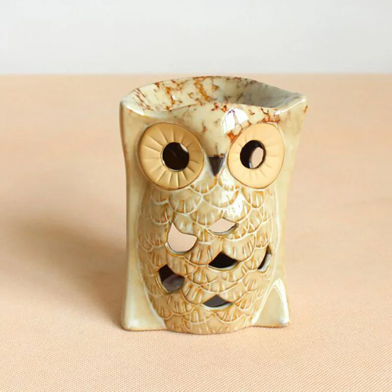 Ceramic Hollow Cute Owl Aromatherapy Burner Essential Oil Furnance Candle Holder Living Room Home Decor