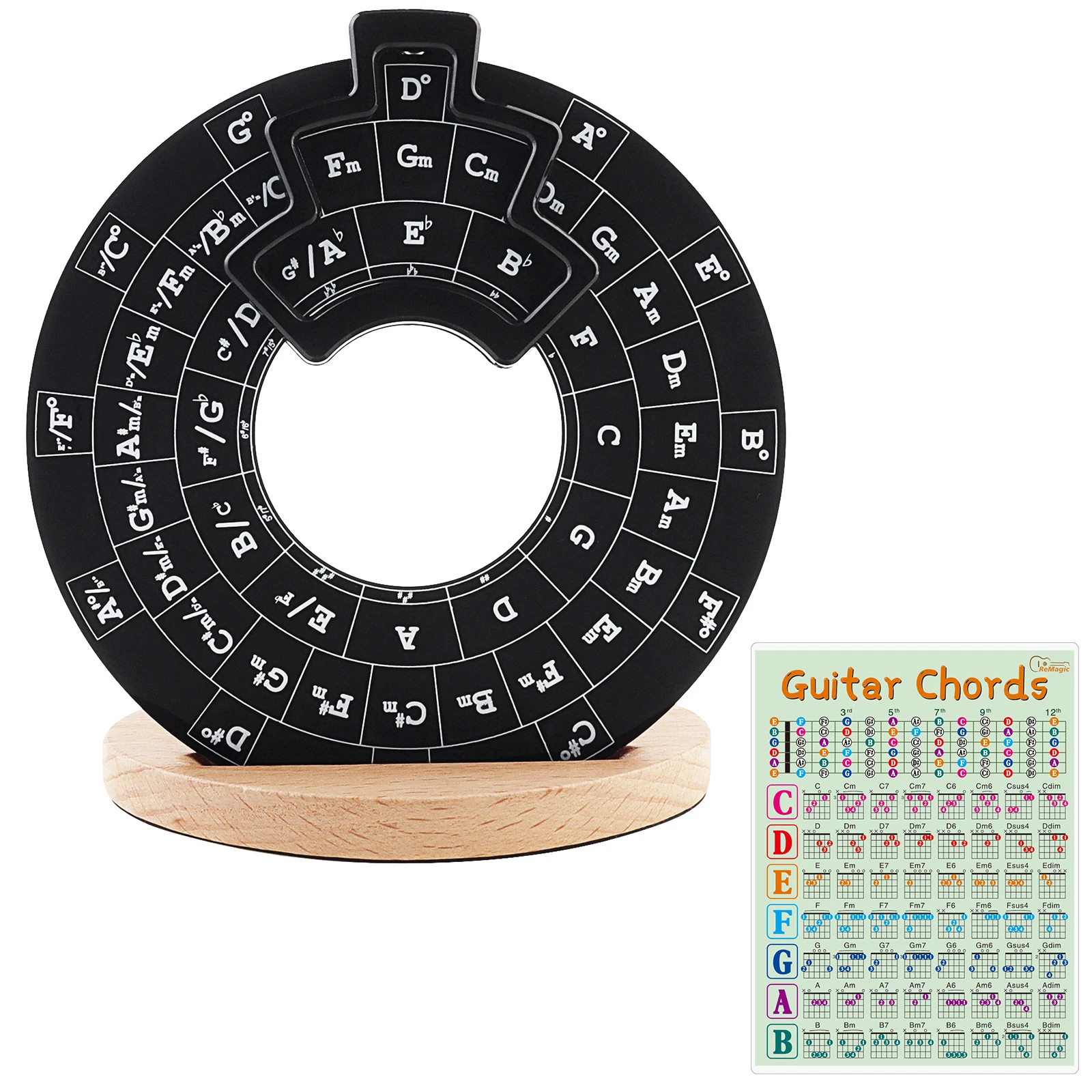 

Acrylic Circle of Fifths Chord Melody Wheel for Musicians Songwriting with Solid Wood Stand Holder, Music Theory Learning Tool