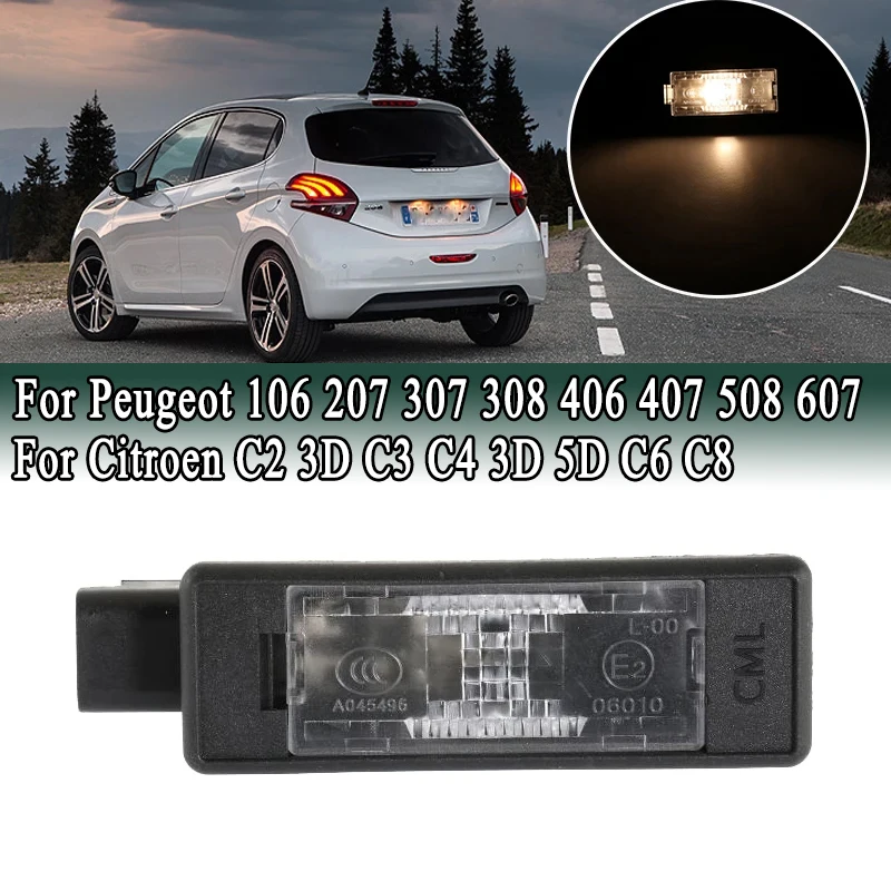 Rear License Plate Lights for Peugeot 106 207 307 308 406 407 508 607 Citroen C2 3D C3 C4 3D 5D C6 C8 NUMBER PLATE LAMP 6340F0