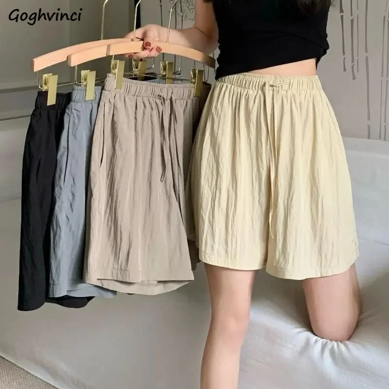 

Wide Leg Shorts Women M-4XL Simple Thin Summer Casual Baggy Soft Harajuku All-match High Waist Fashion Korean Style Daily Mujer