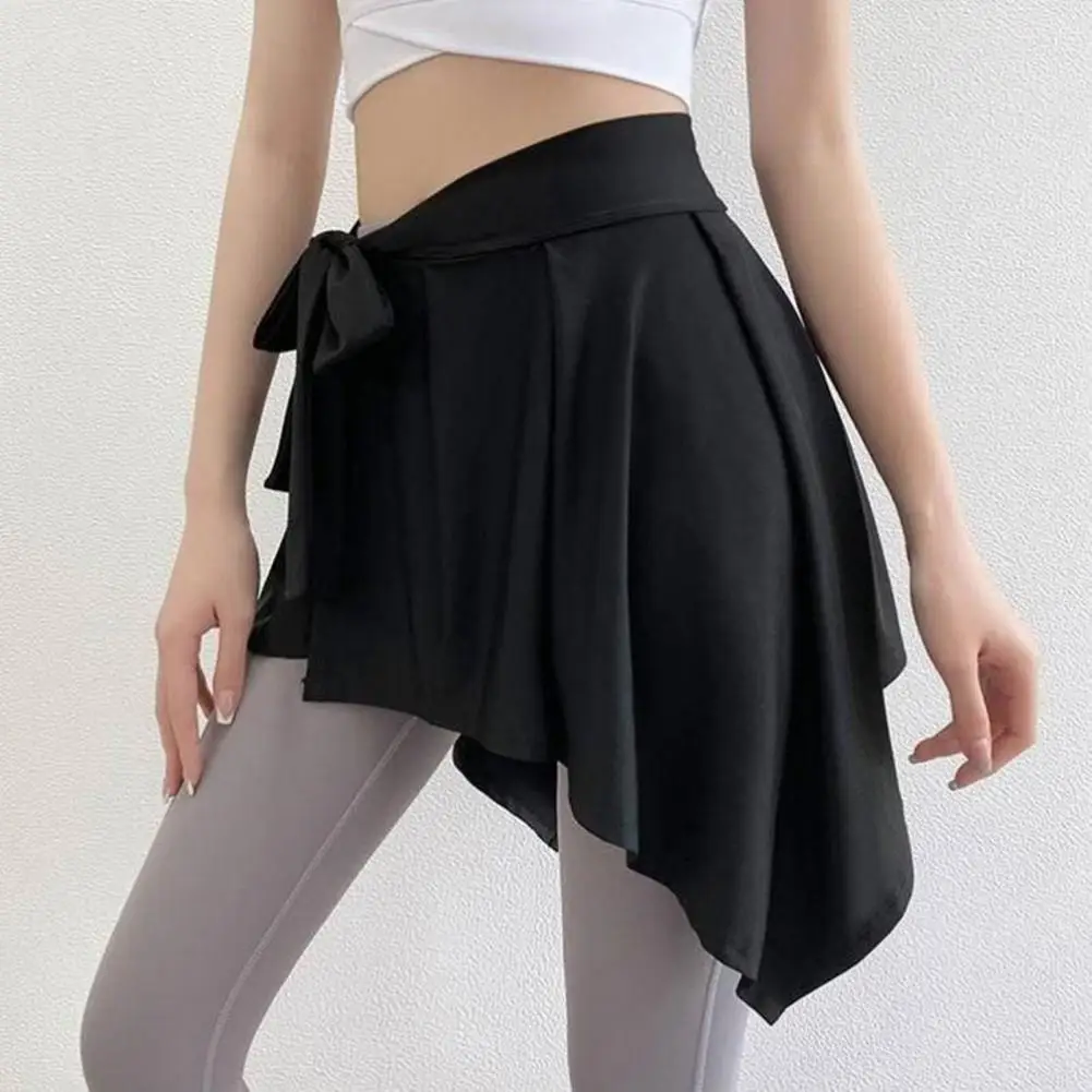 

Women Skirt Elegant Women's Yoga Skirt with Lace-up Bustier Design Loose Fit Fitness Beach Skirt Solid Color for Fashionable