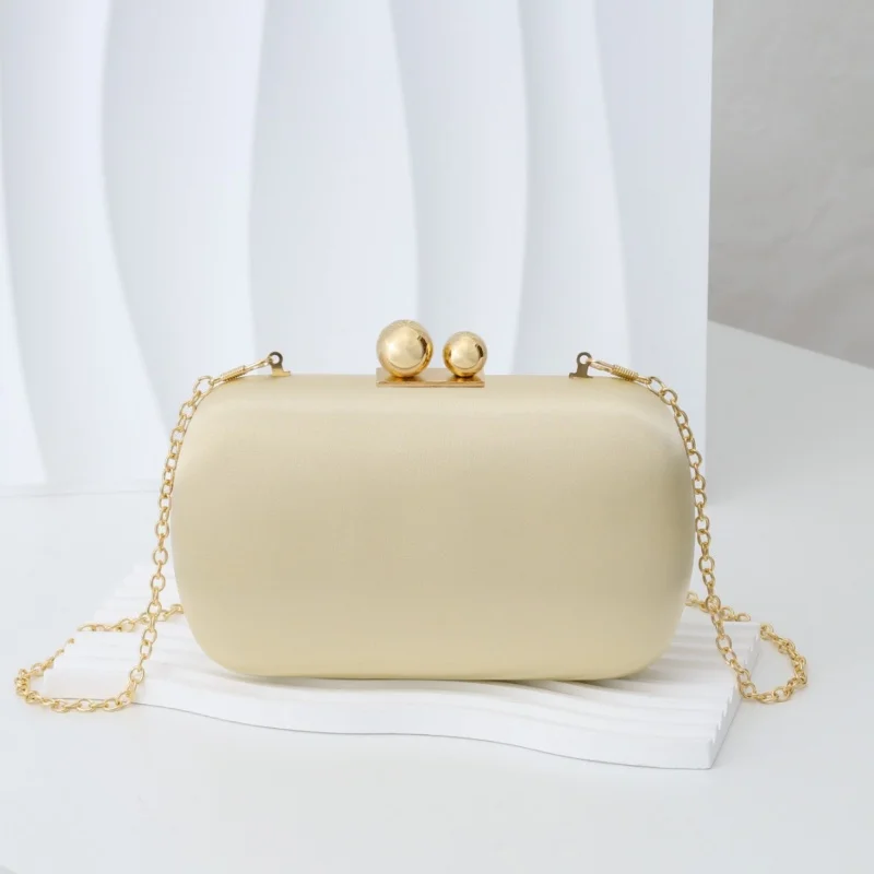 Elegant Silky Satin Evening Purses Women's Two Gold Closure Glossy Clutch Bags Wedding Party Bridemaid Cloth Pearl Pink Handbag view 4