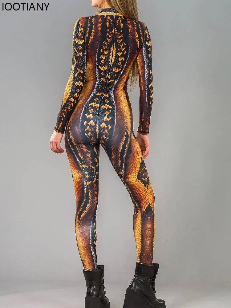 بدلة كوسبلاي للهالوين بيثون التأثيرية بدلة قطعة واحدة مطبوعة على شكل هيكل عظمي ملون بدلة زنتاي لحفلات الكرنفال بدلة اليوغا الجوية Monos Mu