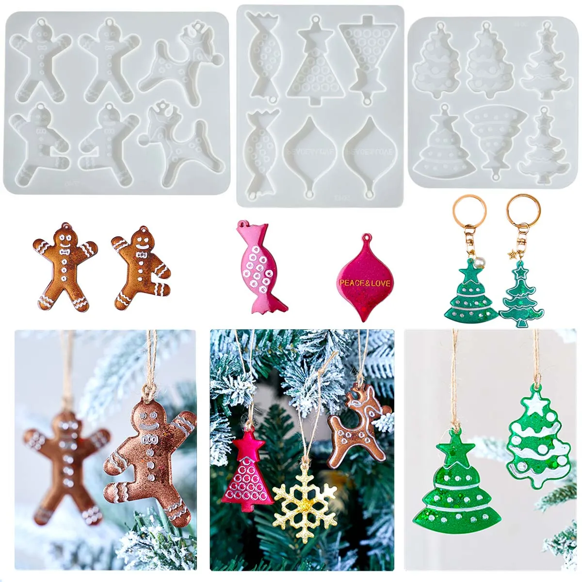 

Рождественская серия, серьги, кулон, силиконовая форма, сделай сам, пряничный человечек, лось, снежинка, ювелирные изделия, брелок, формы, эпоксидная смола, ремесло, макин