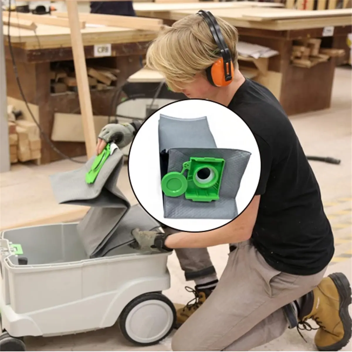 (MEOF) Reusable Dust Bag with Filter Element for Festool CT26 CTL 26 E Vacuum Accessories High Dust Capacity Collection Bag