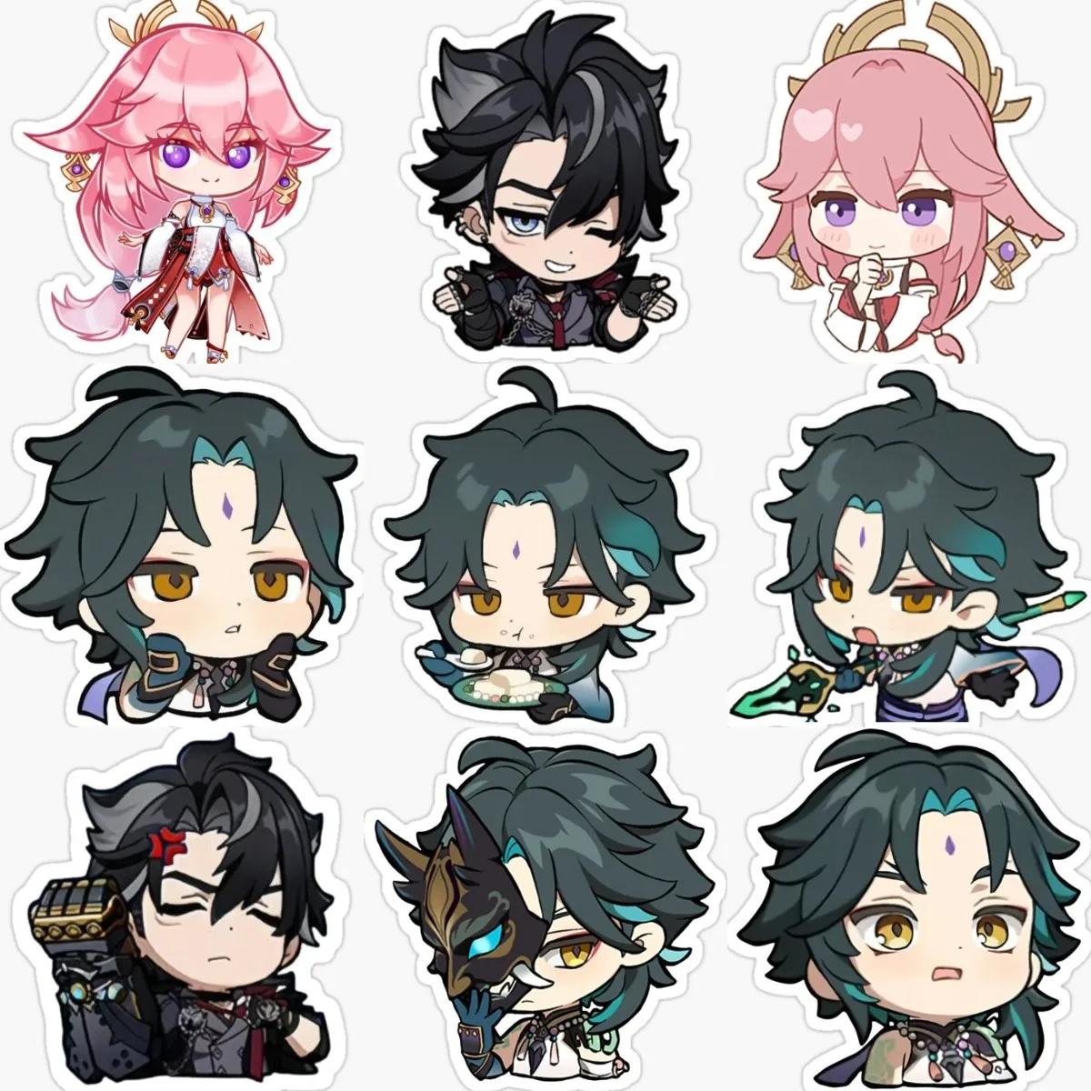 

Genshin Impact Xiao Yae Miko ПВХ наклейки для ноутбука, мотоцикла, окна, стены, двери, комнаты, фургона, кемпера, холодильника, стола, шлема, наклейка