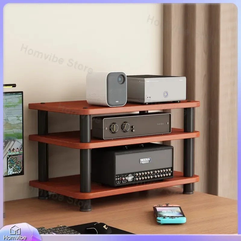 Desktop Mini Power Amplifier Rack CD Player Stand Headphone Amp Stereo Storage Shelf for Floor Height Audio Equipment