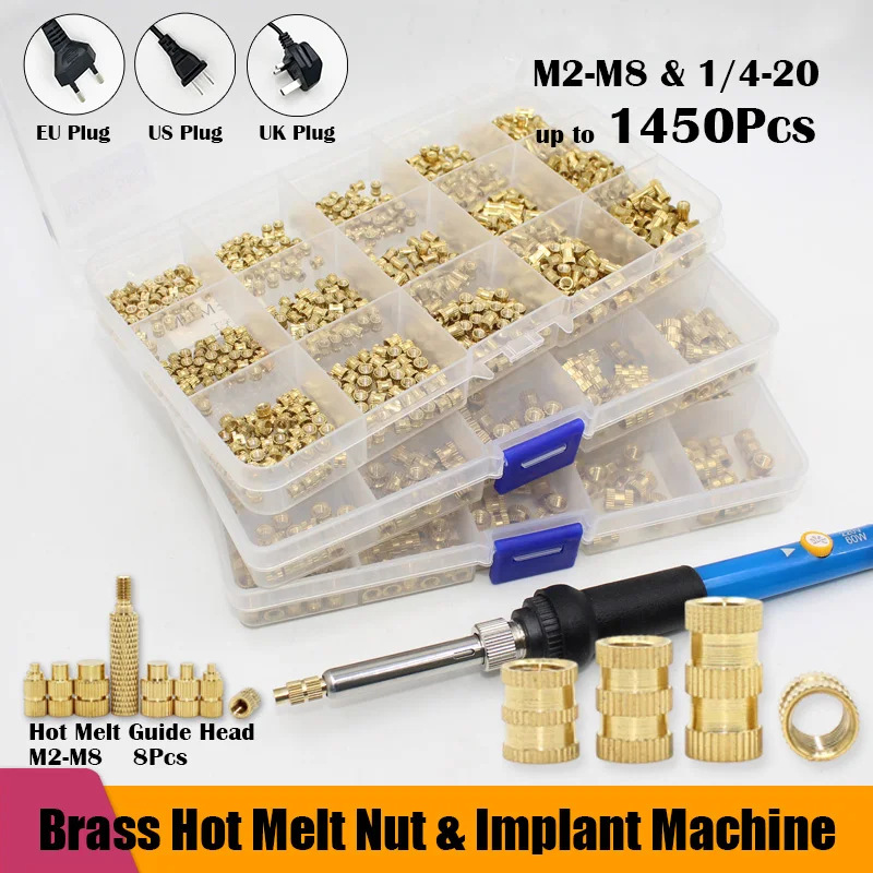 

M2 M3 M4 M5 M6 M8 Heat Set Insert Soldering Iron Tip of 3D Printing Parts Thread Insertion Tool Embedded Hot Melt Copper Nut Kit