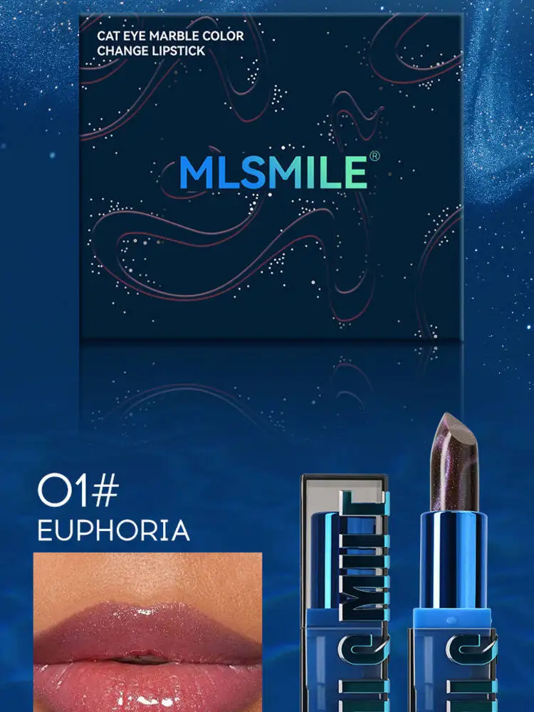 MLSMILE Set di rossetti Cat Eye Mille colori Shimmer Tazza antiaderente Balsamo per labbra che cambia colore 4 pezzi