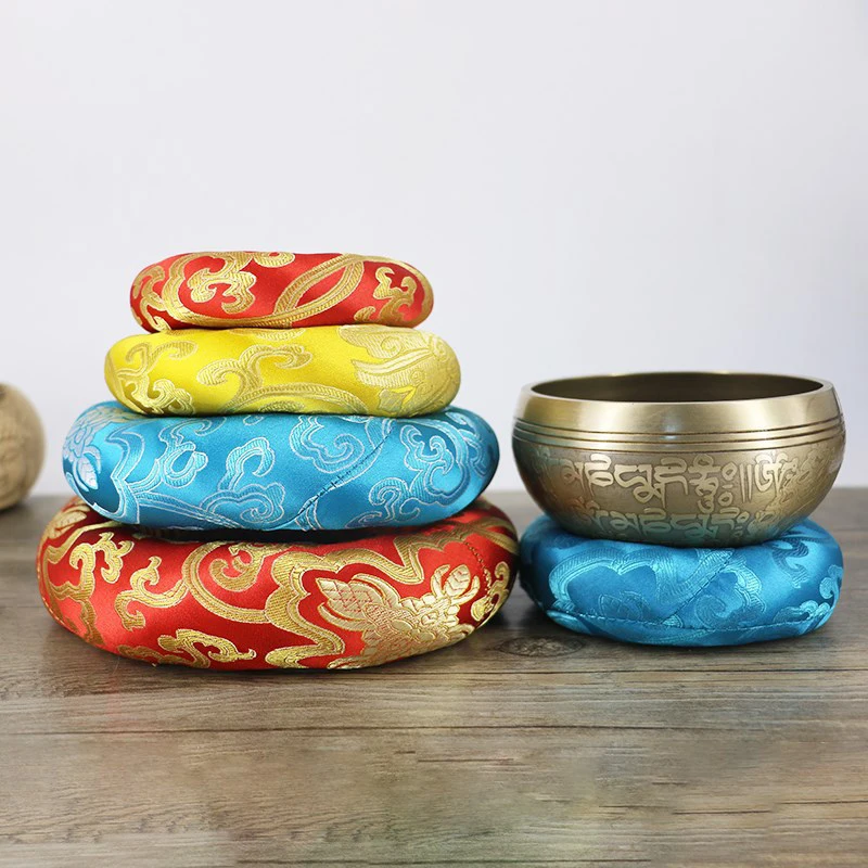 Yoga Tibetan Singing Bowl Mat Himalayan Hand Hammered Chakra Meditation Religion Belief Buddhist Home Decoration Rndom Color