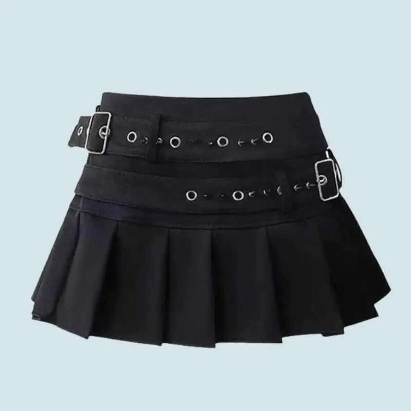 Hot 2026 Autumn Winter New Style Y2K Spicy Girl Women Black Pleated Short Skirt Fashion Low Waist Heavy Industry A-Line Skirt
