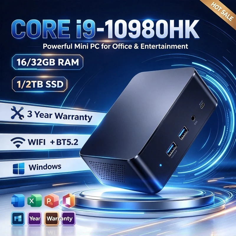 MINI Core i9 10980HK  PC Windows 16GB RAM 1TB 2TB SSD WIFI BT5.2 4K HD Gaming Office Study Pc