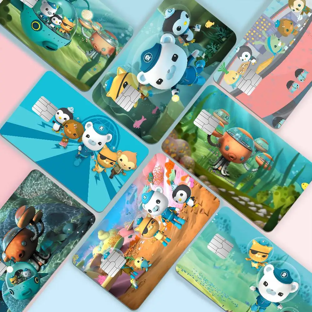 Cartoon The Octonauts Fashion Matte Gold Silver Black Matte Film Skin Sticker Tape for Bank Credit Debit Card