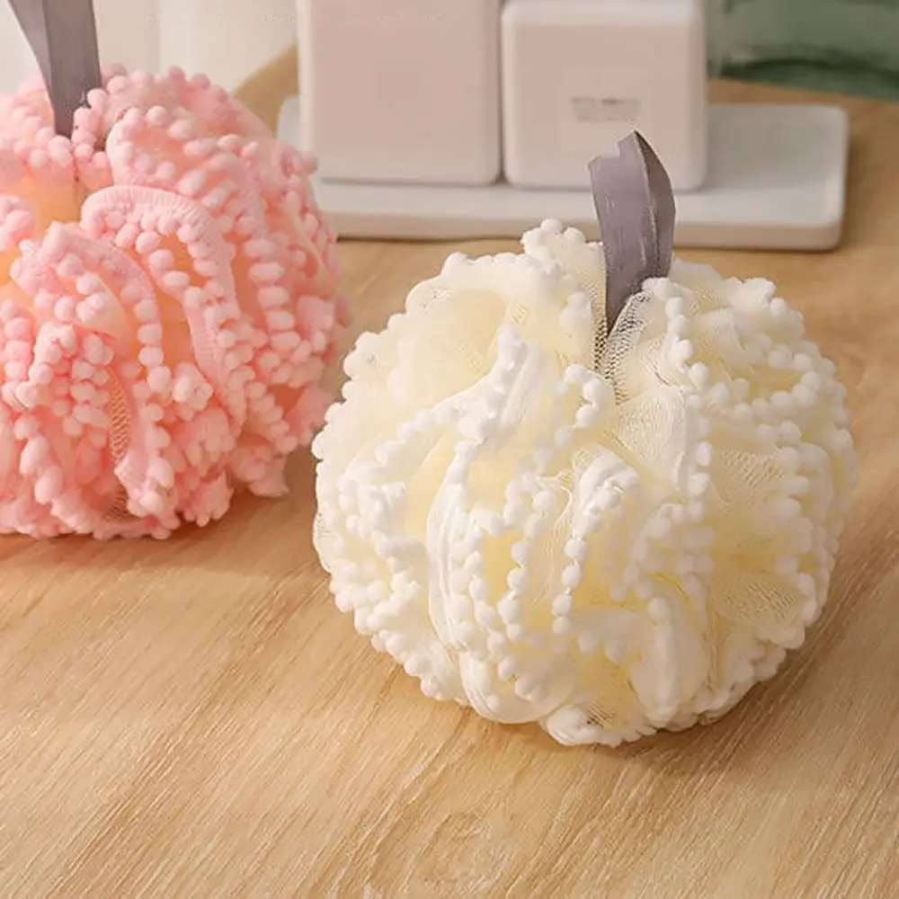 Fluffy White Bathball Soft Rich Foam Rubbing Tool Hangable Comfortable Touch Bath Flower Bathroom