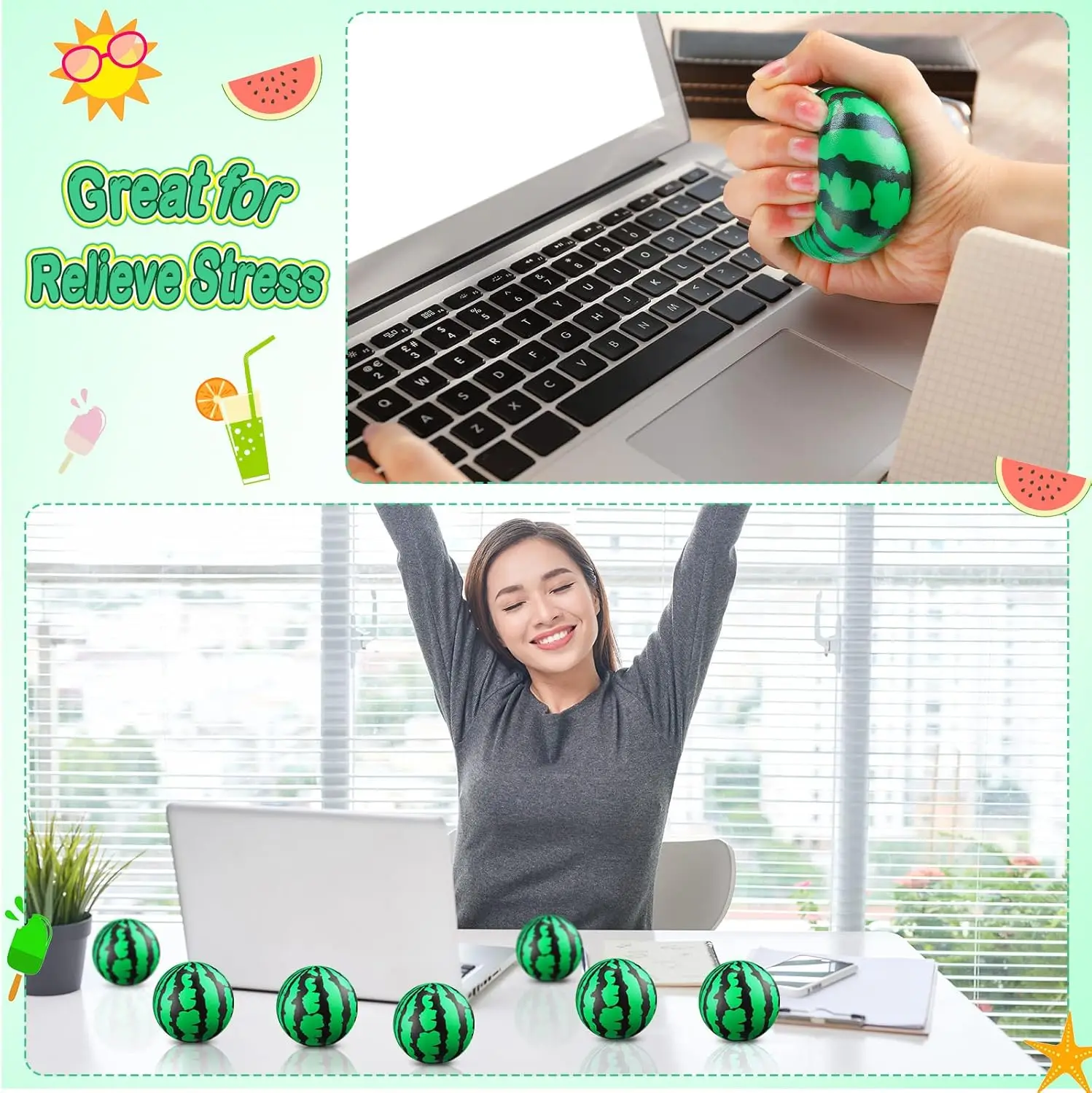 5/10/20 قطعة كرات الضغط البطيخ كرات رغوة الإجهاد المخلص اللعب هدايا الحفلات للأطفال مدرسة كرنفال لوازم الحفلات 2.5 بوصة #4