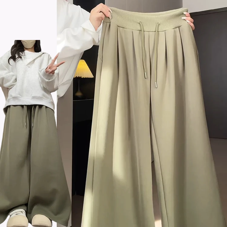 Military ein Dstring-Jogginghose für Damen, 2025, neue Frühherbst-Lazy-SLE-amerikanische Sporthose, drapiert, schlankmachend, bodenlang...