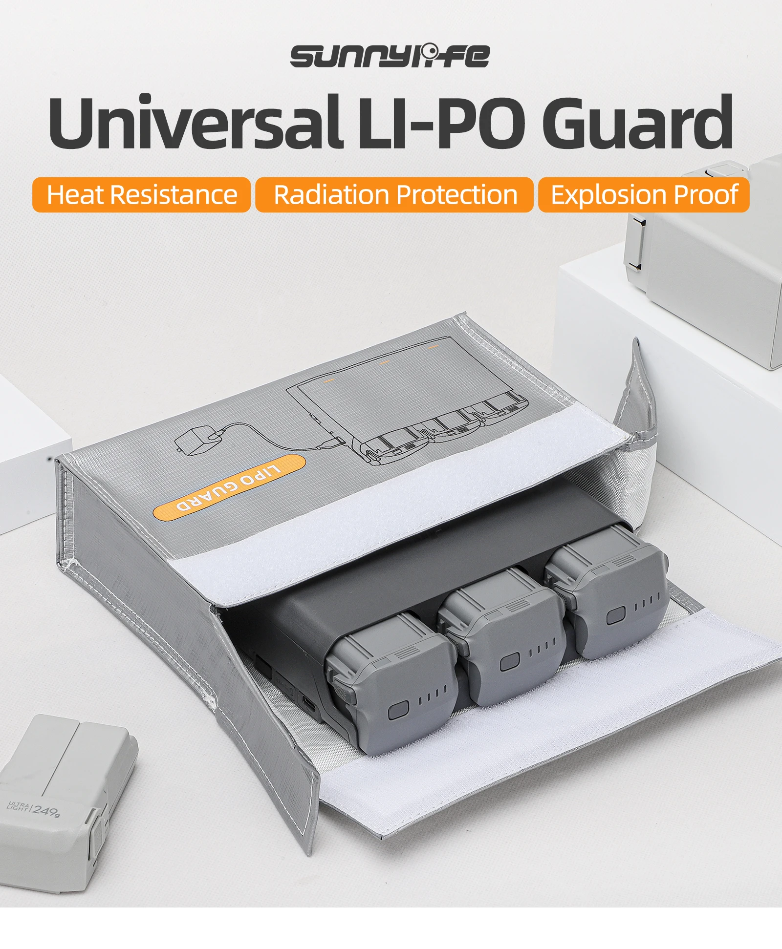 Picture 7: For DJI Mini 4K/AVATA2 Battery Explosion-proof Pouch Battery Manager Lithium Charging Protection Flame Retardant Pouch Bag