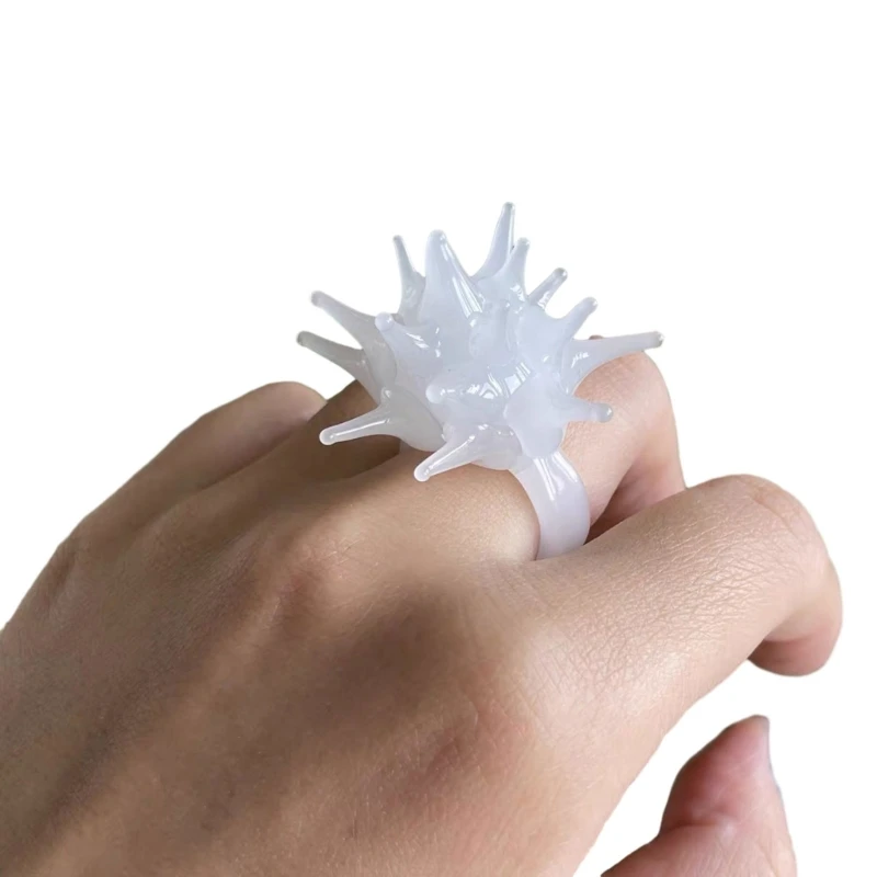 M2EA Stylish and Artistic Resin Sea Urchin Rings Ornament for Fashion Enthusiasts