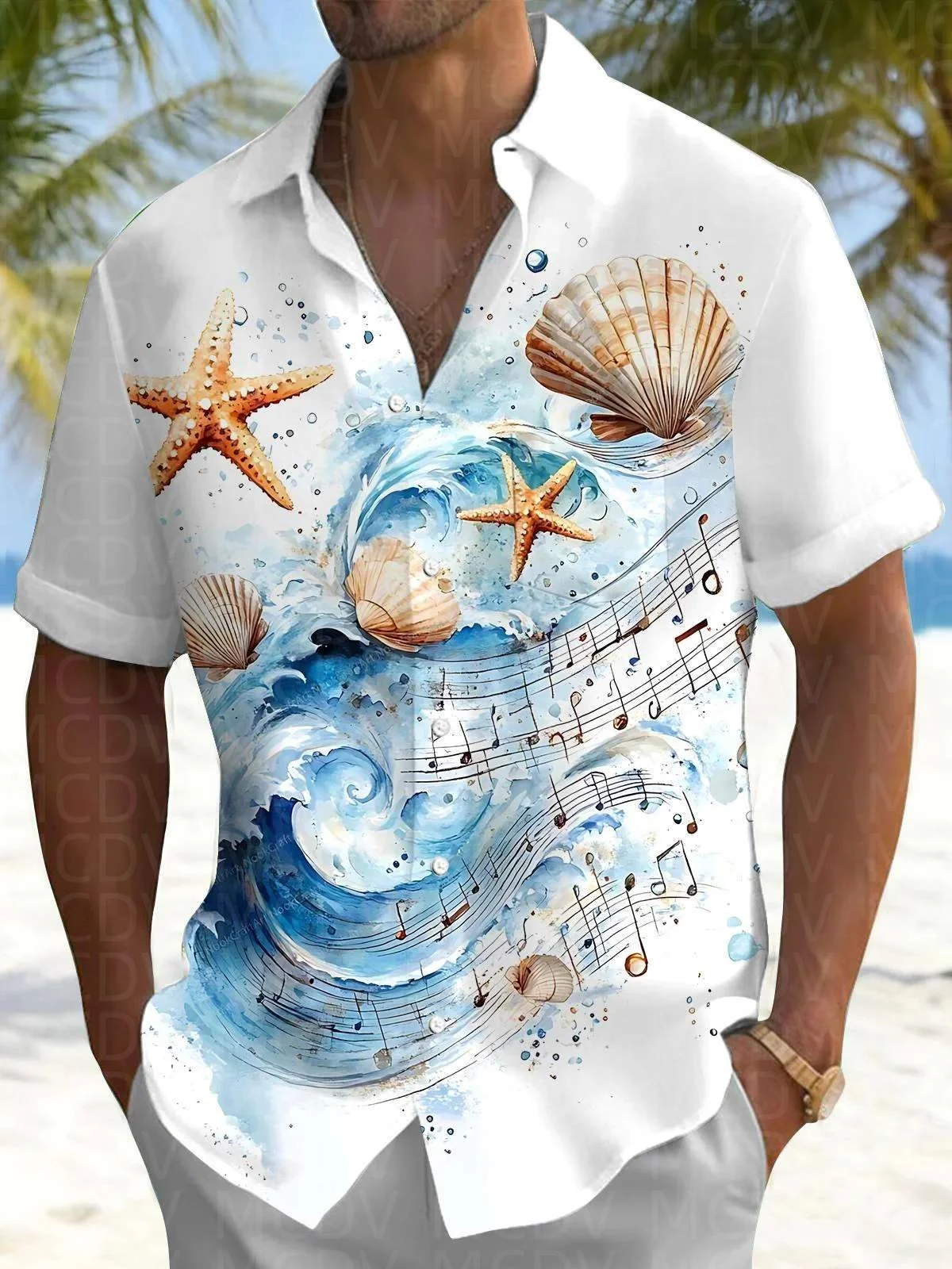 Cat Pattern Men's Hawaiian Shirt Stretch Easy Care Camp Shirt Big Tall