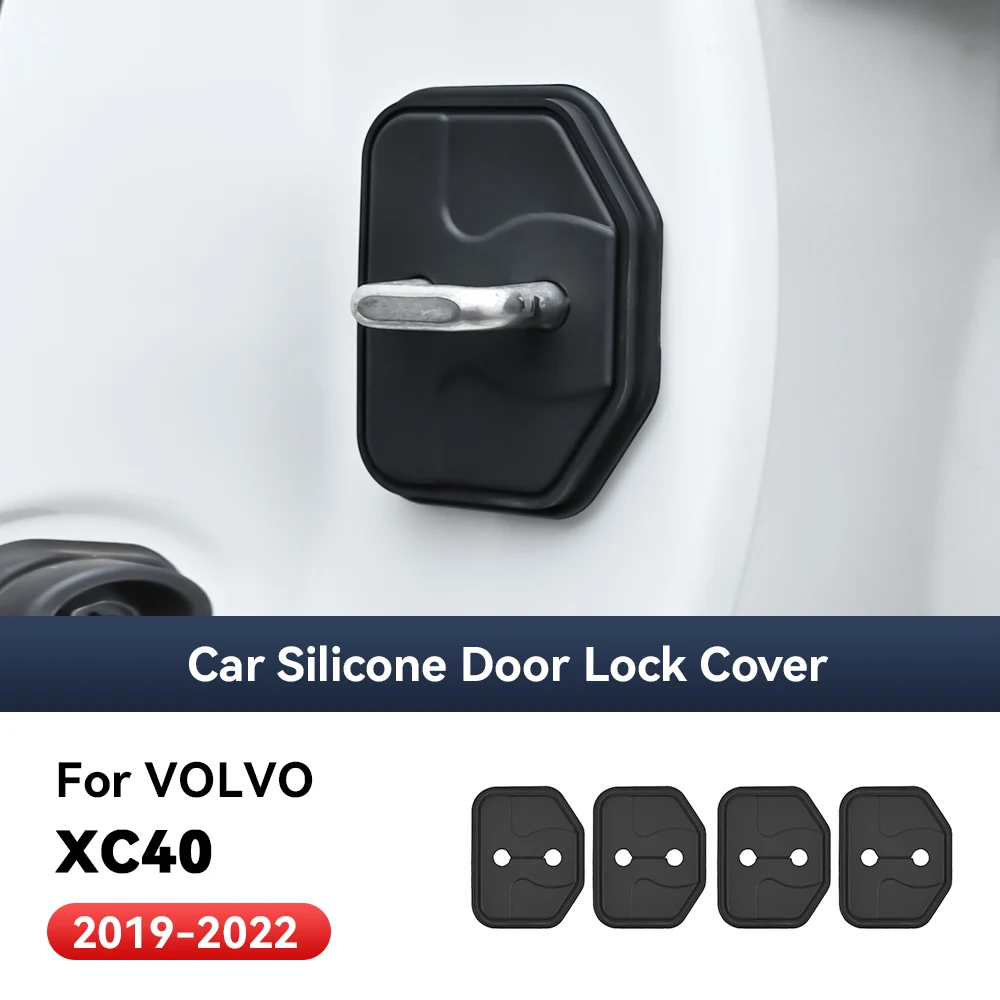 

4 шт., аксессуары для украшения автомобиля, силиконовая защита, автоматический дверной замок, защелка, чехол амортизатора для VOLVO XC40 2019-2022