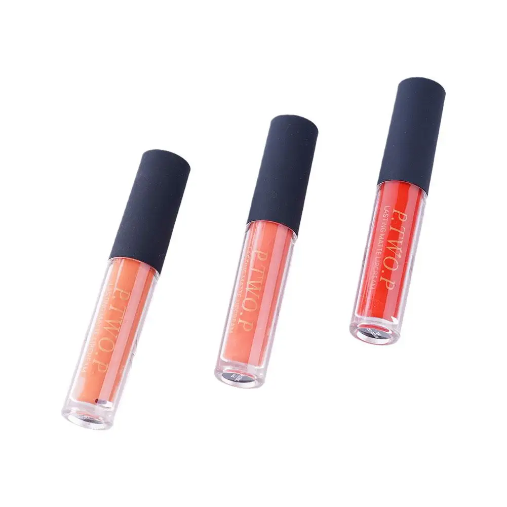 P.tw o.p 3pc Long Lasting Liquid Matte Lip Gloss Liquid Lip Lipstick antiaderente Gloss Cup Lip Makeup Red Waterproof Beauty G0m0