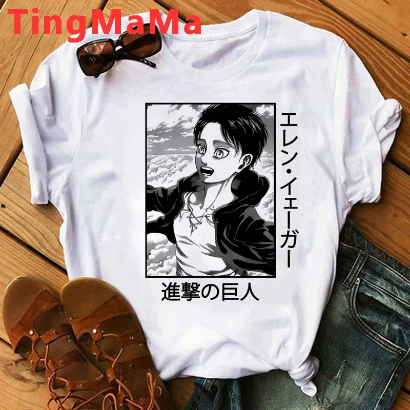 Hot Japanese Anime Attack on Titan T Shirt Men Kawaii Cartoon Shingeki No Kyojin Graphic Tees Harajuku Titans Attack Tshirt Male