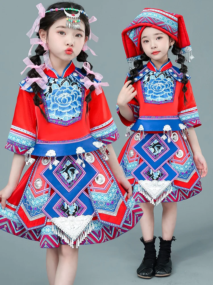 

New 2026 Children's Zhuang Eth Clothing Girls' Spring Festival Kindergarten Outfit Minori Traditional Costume