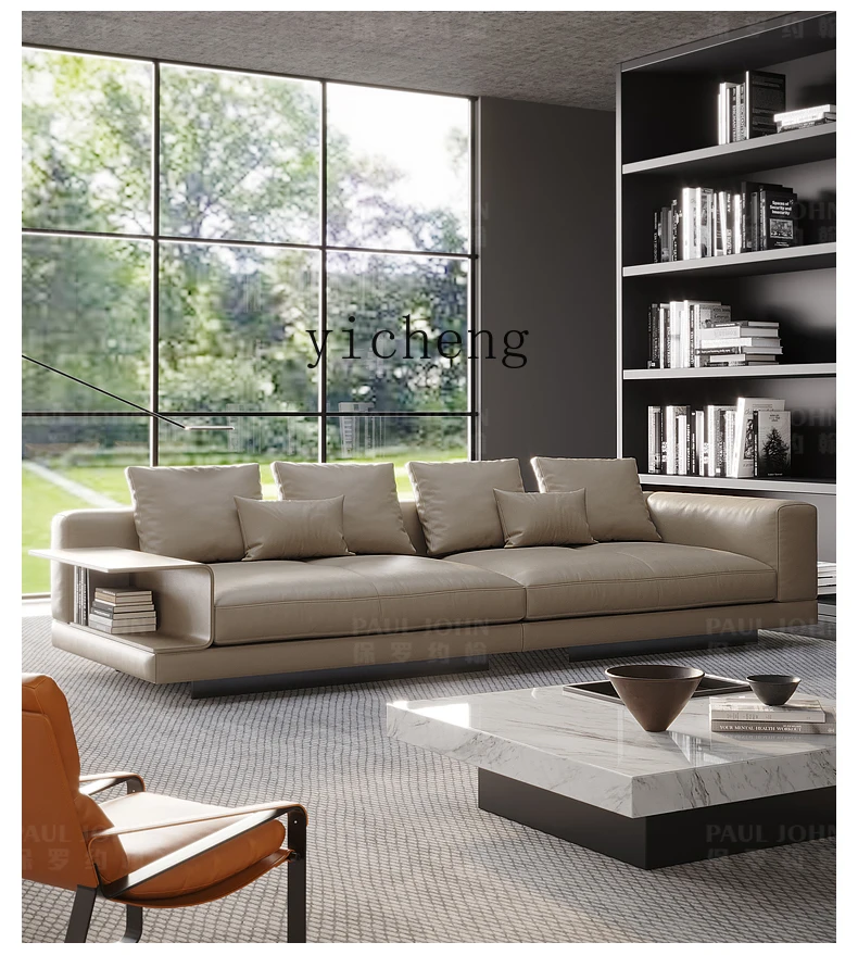 

PP sofa, light luxury minimalist first-layer cowhide, villa living room combination down sofa
