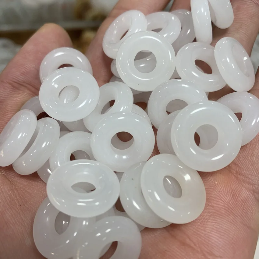 

Natural Nephrite White Hetian Jade Donuts Beads For Jewelry Making Diy Bracelet Charms Necklace Pendant Earring Diy Accessories