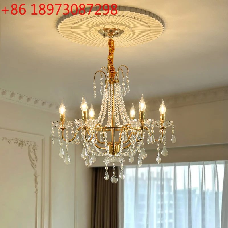 

Ретро французская люстра для гостиной, хрустальная комната, основной свет, роскошный европейский светильник для ресторана с бахромой