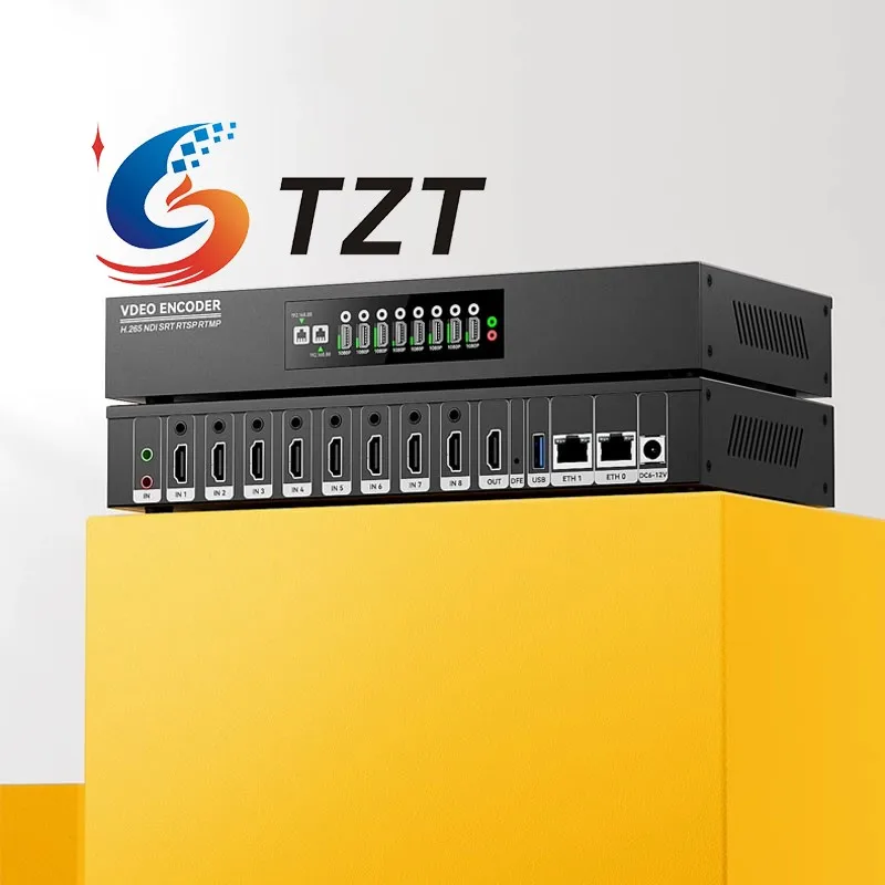 جهاز تشفير TZT ENC8 HDMI 4K وحدة فك ترميز الفيديو 1080P60 الكمون المنخفض تدعم ترميز الفيديو لـ SRT NDI H.265