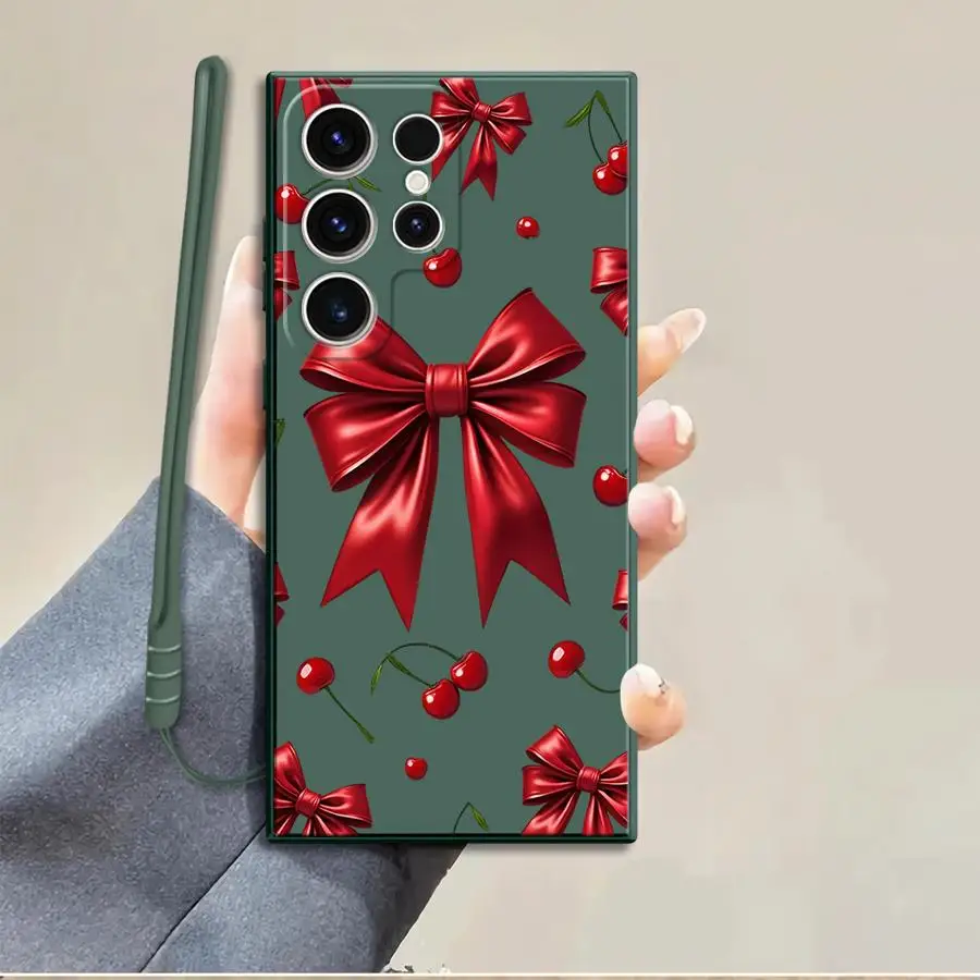 Ретро-чехол с вишневыми бабочками для Samsung Galaxy S26 Ultra S23 S24 S25 Plus S20 FE Note 20 10 S22 S21