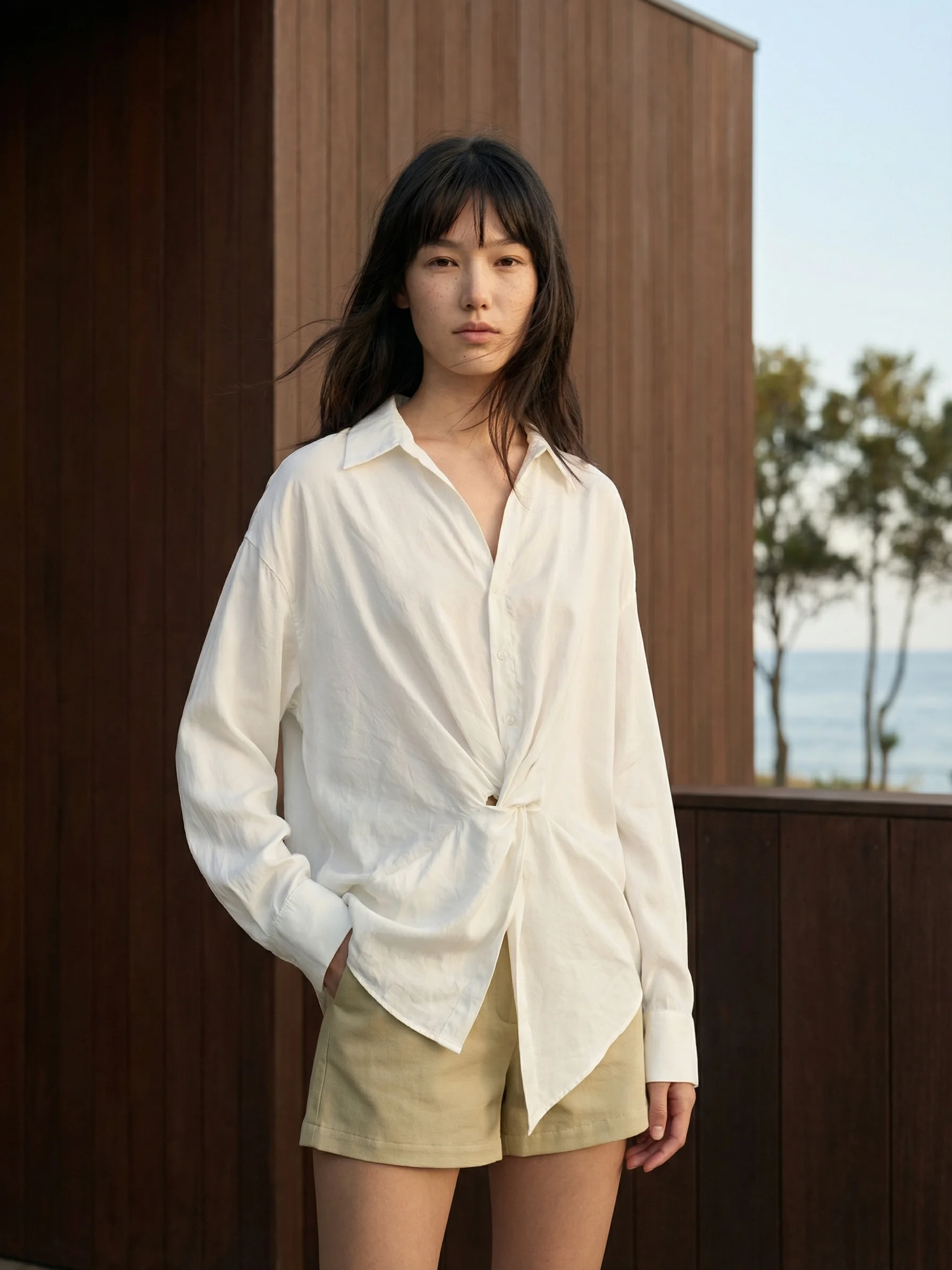 

Длинная шелковистая накидка-шарф с узлом, оригинальный дизайн, защита от солнца, свободный крой, не мнется, дышащая, для женщин