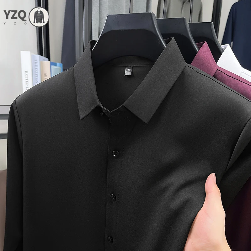 

Mens Business Dress Shirt Long Sleeve Slim Fit Tops Wrinkle Free Breathable Casual Shirts For Men Office And Daily Use
