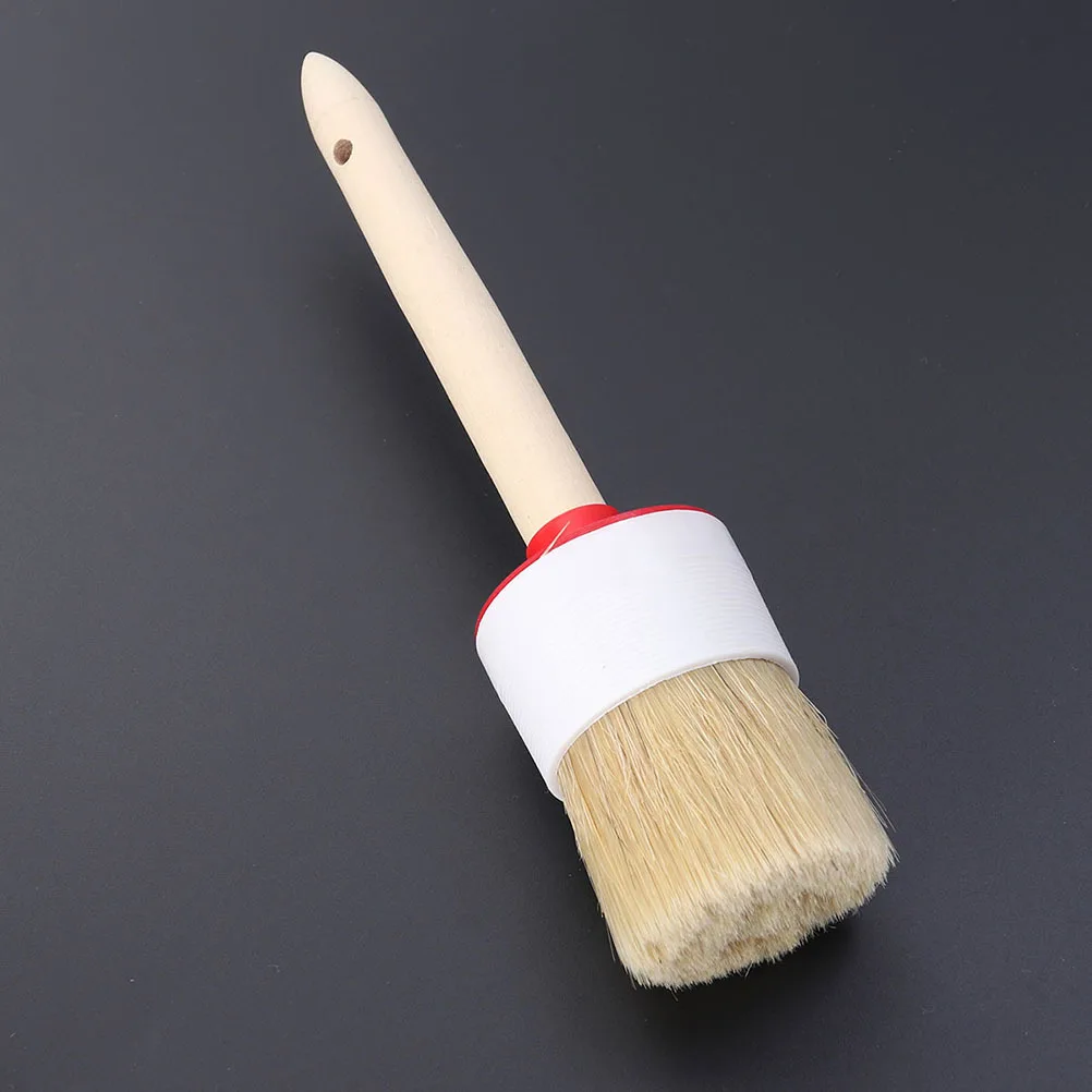 4 pcs Bristle 20Mm Round Bristle Brush Wooden Handle Oil Painting Brush For Acrylic Gouache Watercolor Bbq Art Craft