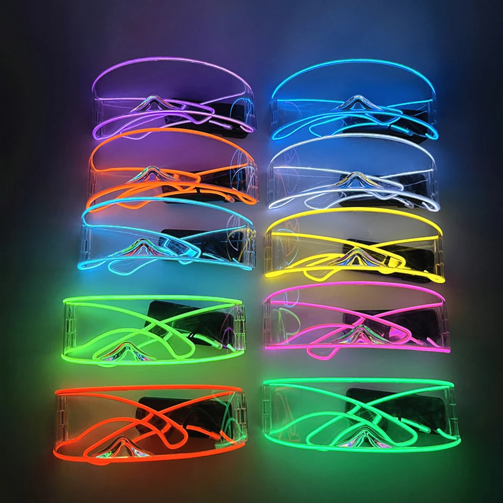 ฮาโลวีนแว่นตาเรืองแสง EL Party แว่นตา LED คริสต์มาสแว่นตาเรืองแสงแบบพกพาแบตเตอรี่ Pack สําหรับฮาโลวีนคอสเพลย์บาร์