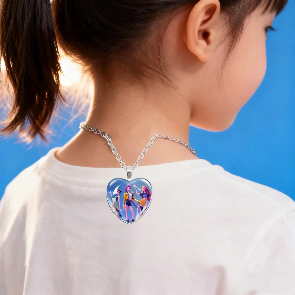 Anime Kpop Demon Hunters Hart Hanger Ketting voor Meisjes Mode Metalen Ketting Vrouwen Charms Accessoire Cadeau