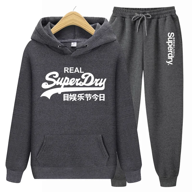 2025 new men's hooded pullover sweatpants, sports casual jogging sportswear, women's streetwear 2-piece set