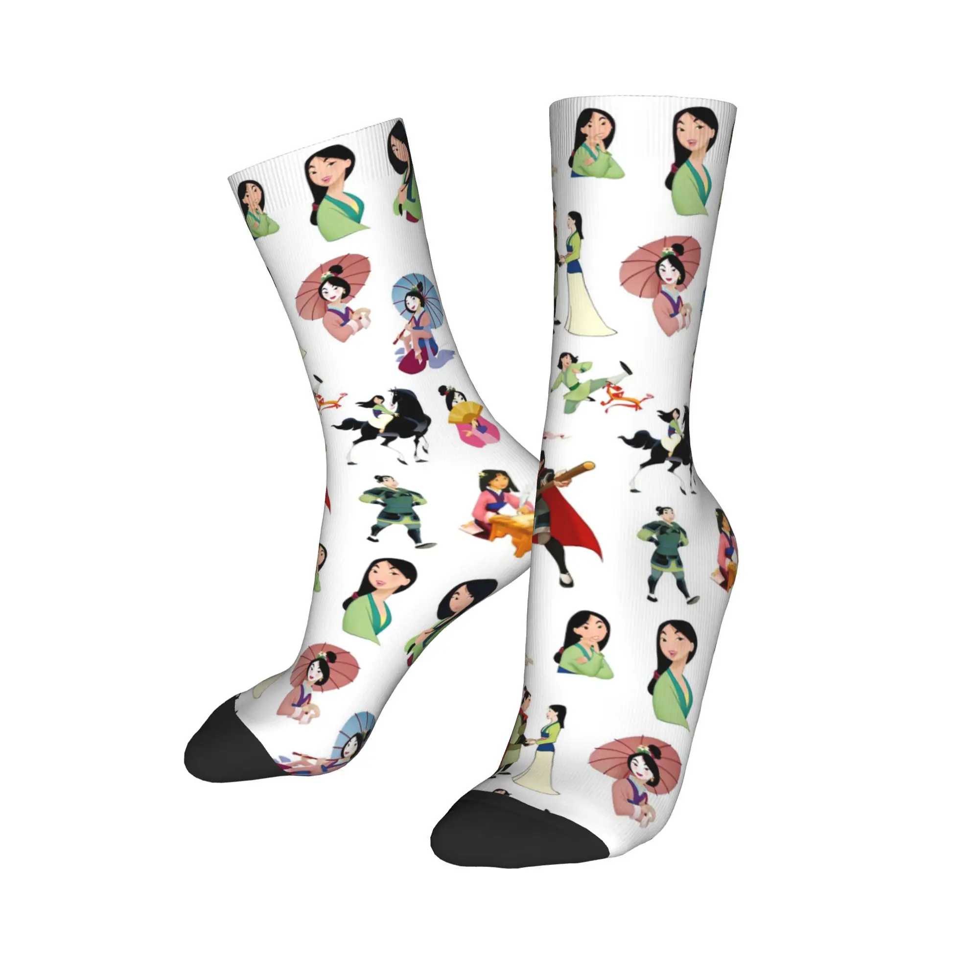 Mulan Princess Beauty Sock Happy Funny Men's Socks Crazy Polyester Movie Dragon Cartoon Graphic Women Socks Spring Autumn Winter