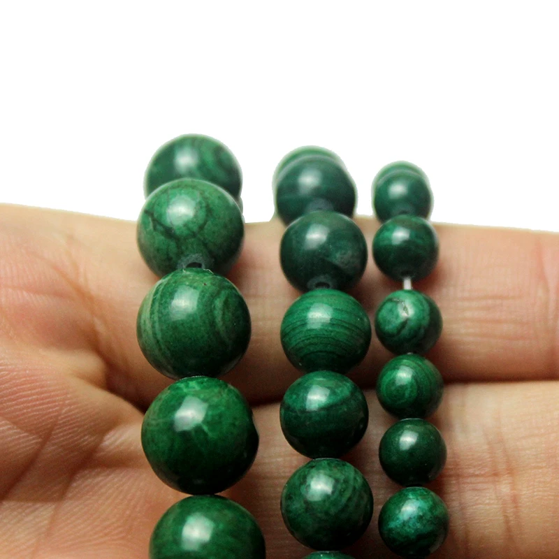 Green Malachite Natural Stone Beads Stripe Round Loose Beads For Jewelry Making DIY Necklace Bracelets Strand 6/8/10MM