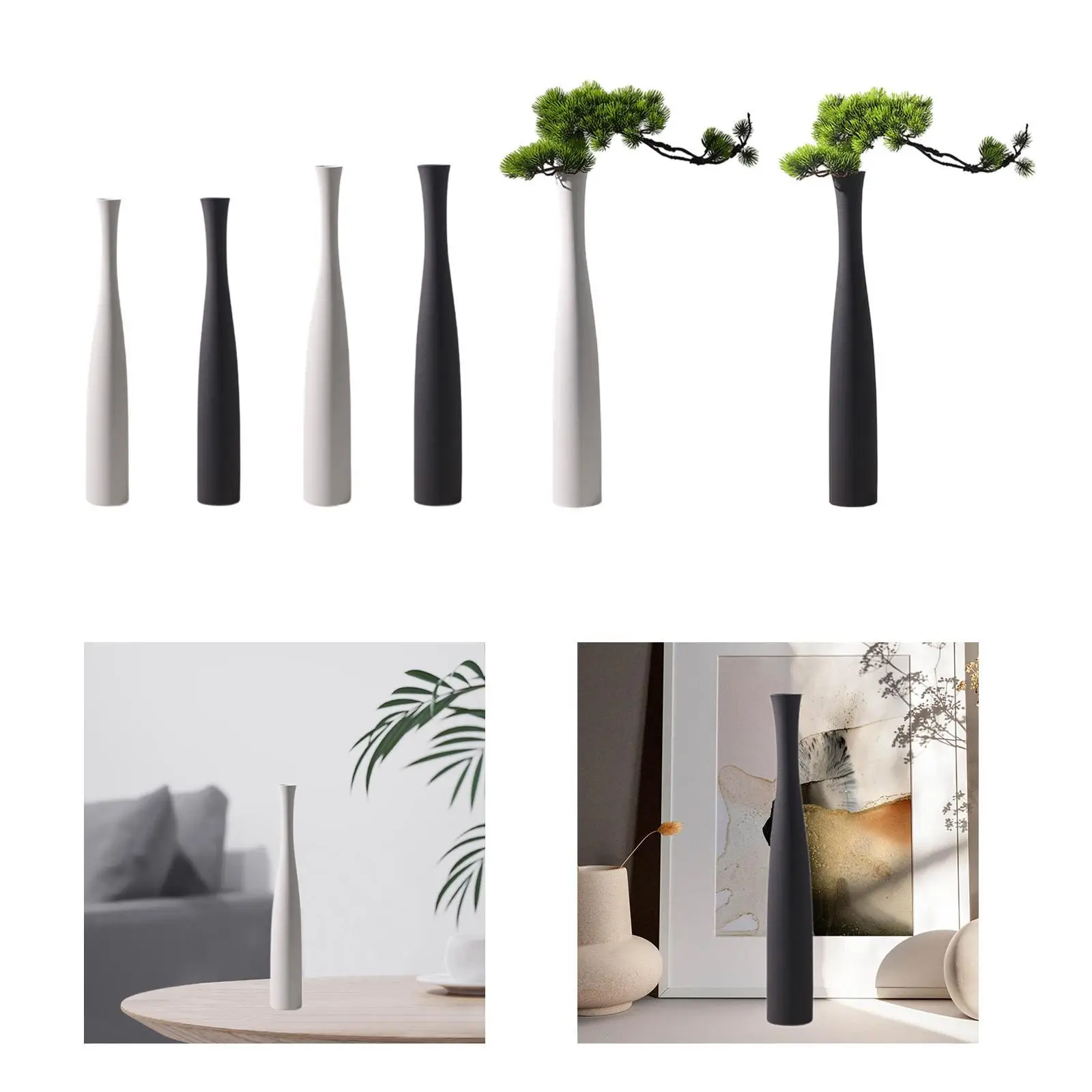 Tall Ceramic Flower Vase Ornaments Holder Minimalist Slender Vase Floor Vase Bud Vase for Entryway Christmas Wedding Desk Party
