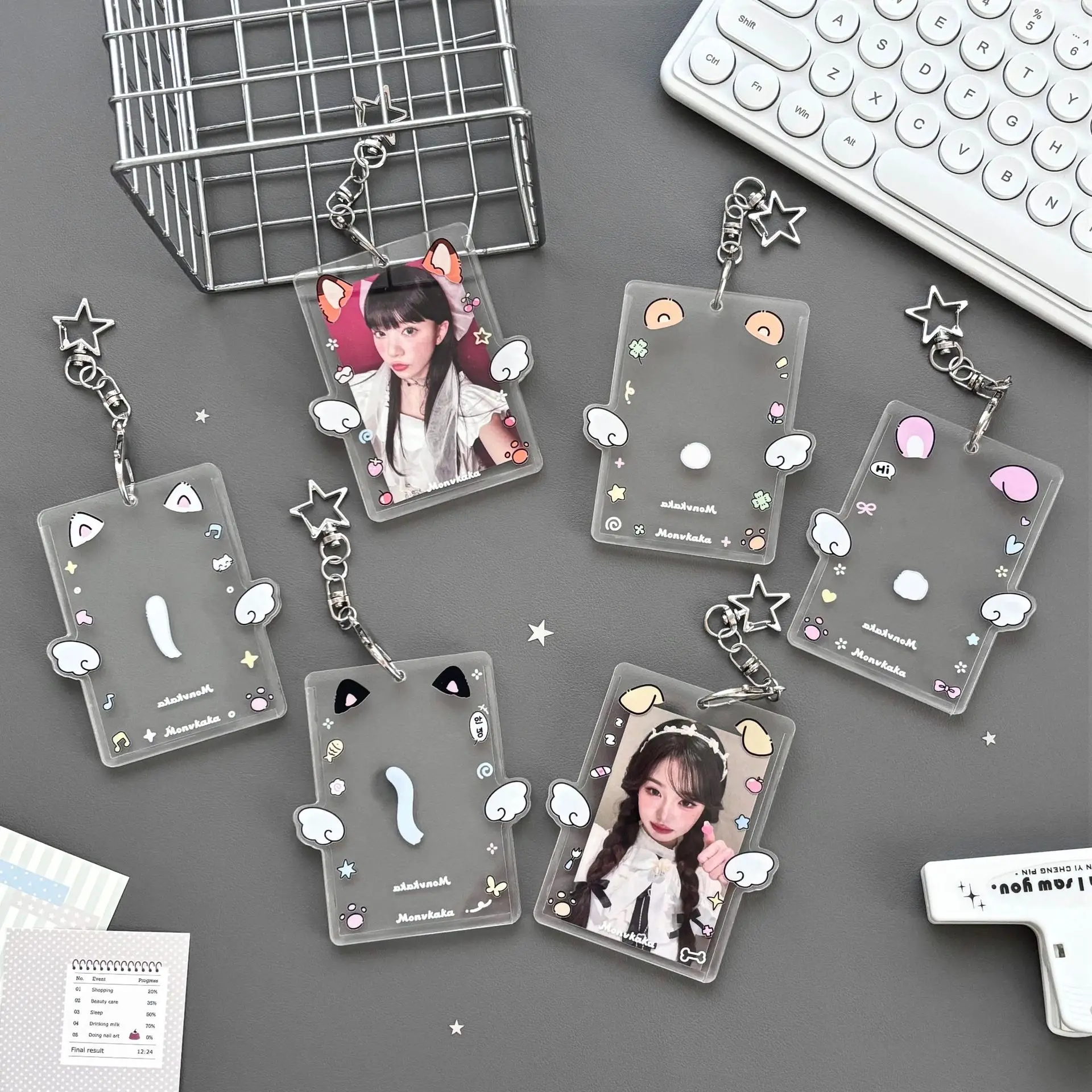 Kpop Fashion Transparent Acrylic Cat Ears 3-Inch Photo Card 