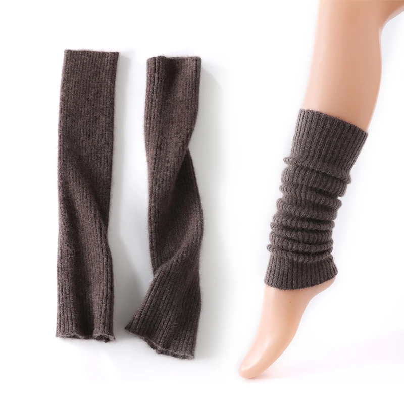 Calcetines de punto de cachemira 100% pura para mujer, protectores de piernas para otoño e invierno, calcetines apilados, calcetín cálido versátil japonés a la moda