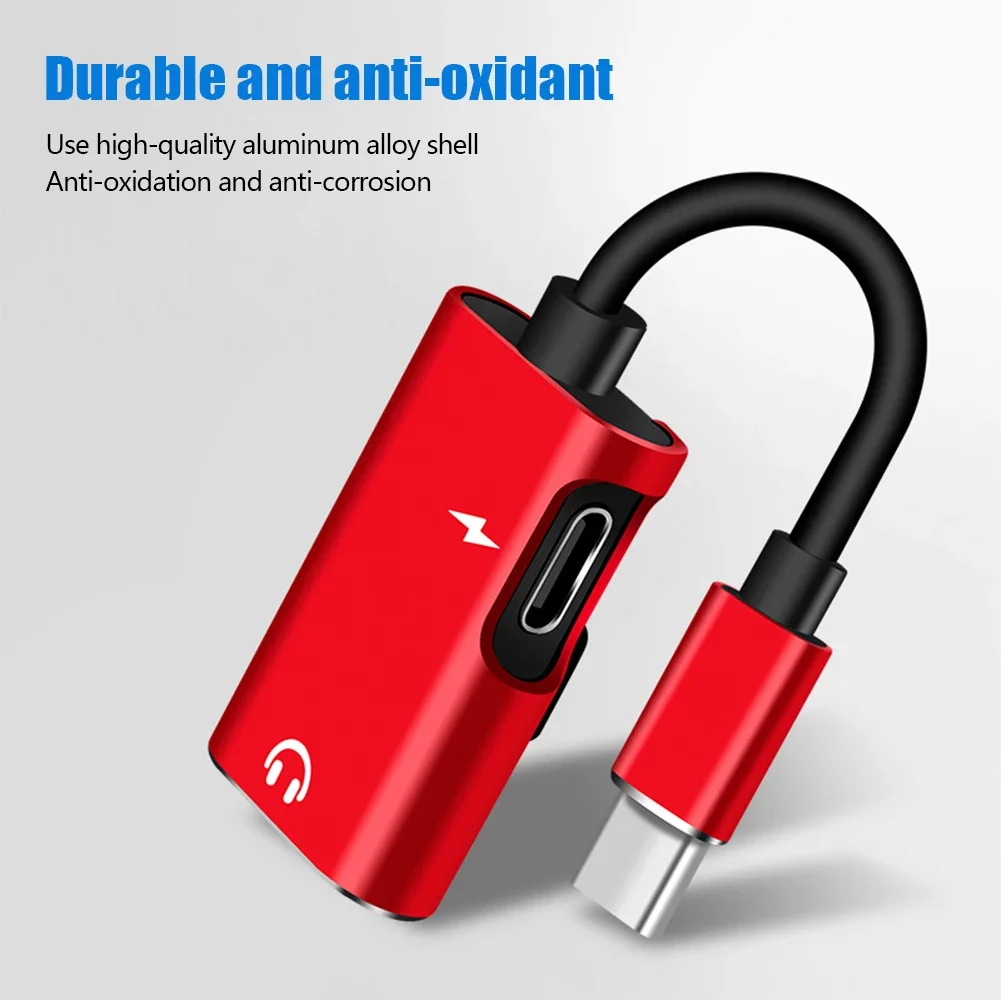 2 In 1 Type C To 3.5mm Audio Jack Adapter USB C Charging Splitter Headphone Aux Converter For Xiaomi Huawei Android Type-C Phone
